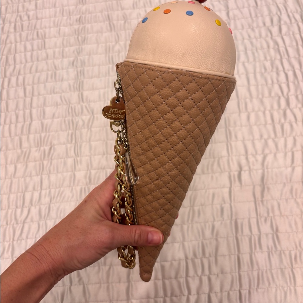 Betsey Johnson Cream and Tan Ice Cream Cone Bag